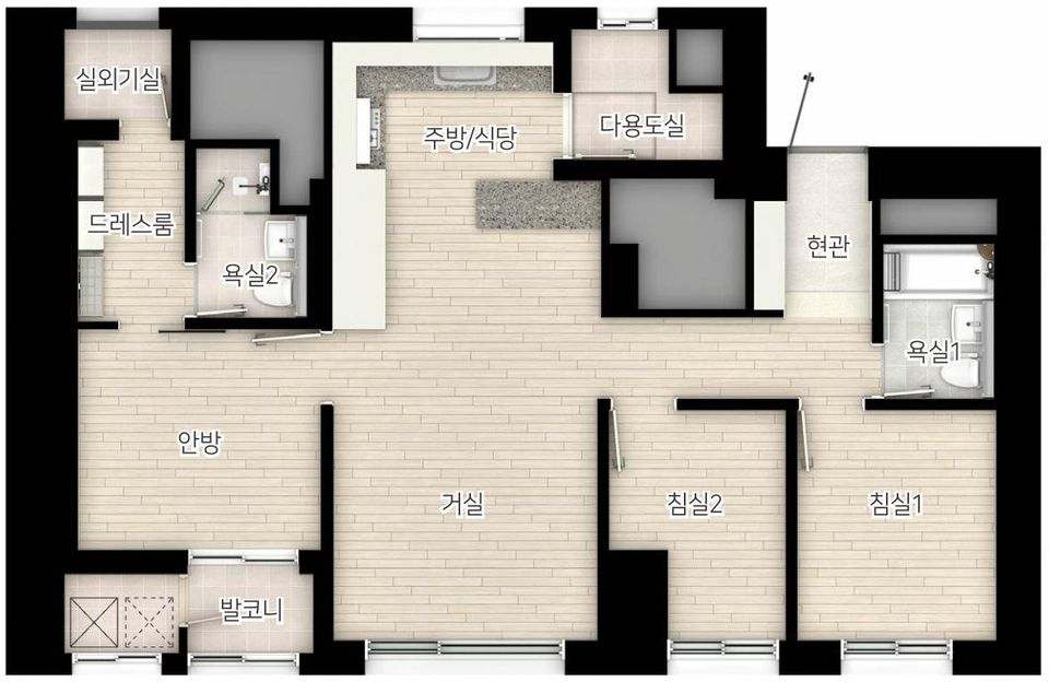59 타입 평면도(방 이름 표시)